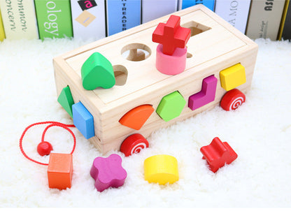 Puzzle Formes Bois Pin 16 Trous Blocs Montessori - JSKT90