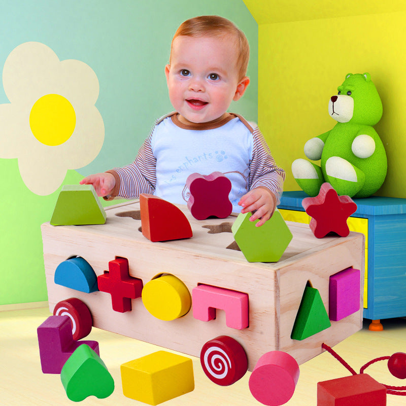 Puzzle Formes Bois Pin 16 Trous Blocs Montessori - JSKT90